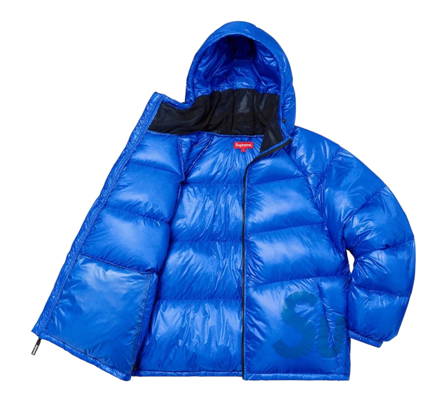 Supreme Hooded Down Jacket Fluorescent Blue