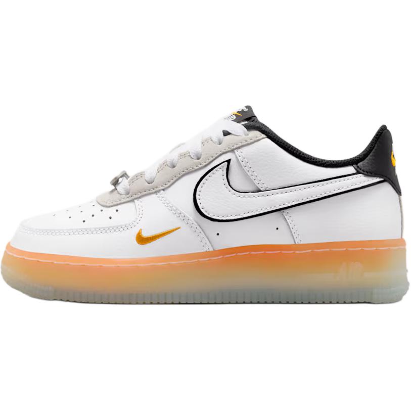 Nike-Air-Force-1-Low-White-Black-Orange-Peel-GS